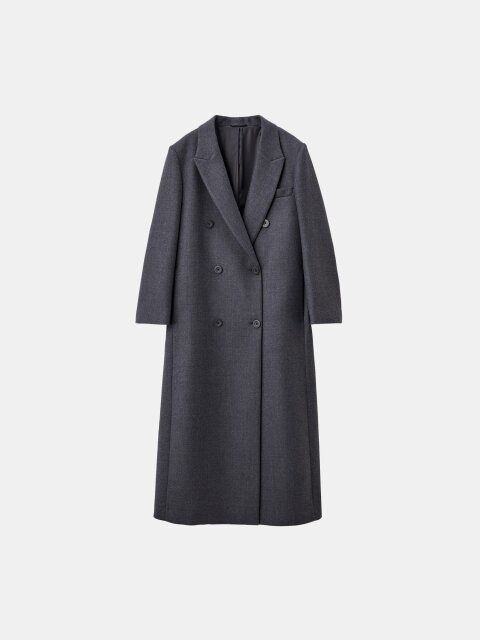 2025plst秋冬ウールブレンドテーラードロングコート