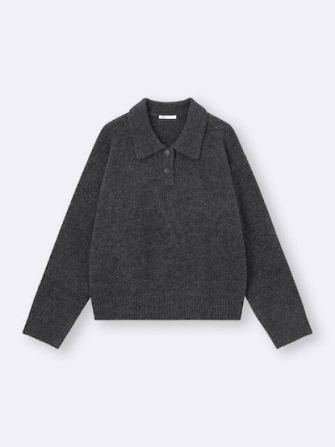 GU パフニットポロシャツ DARK GRAY
