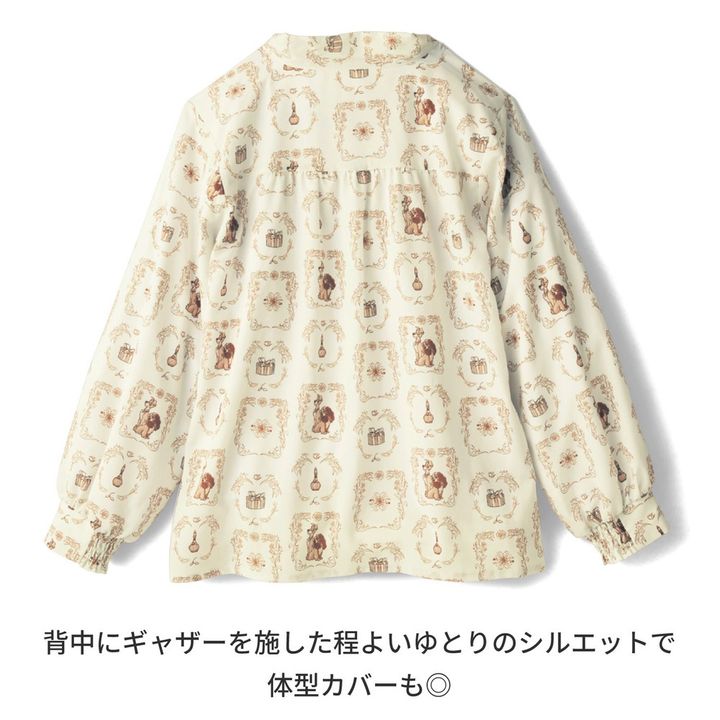 カットソー裏地付きボウタイブラウス バックスタイル