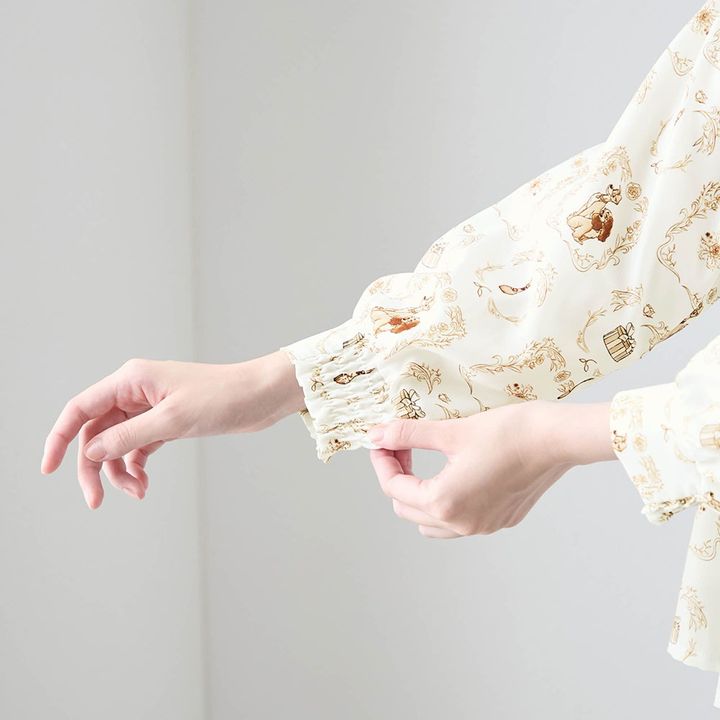 カットソー裏地付きボウタイブラウス 袖口