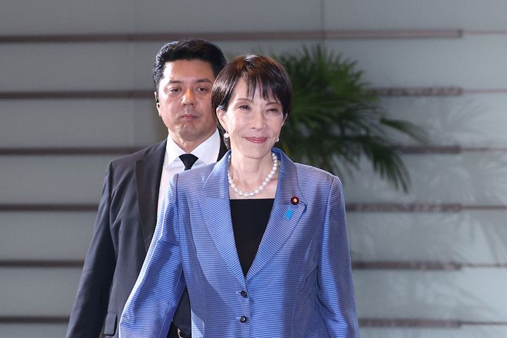 首相官邸に入る高市早苗首相（撮影：2025年10月21日、時事）