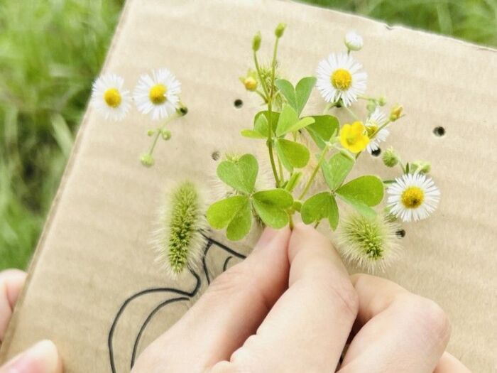 段ボールの端切れを持ってお散歩したら…とんでもなくかわいいモノができあがりました♡