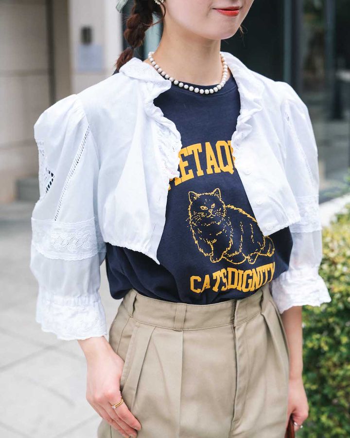 “レースアイテム”のレイヤードコーデ5選。上級者はMIXテクで甘さ加減を調整【TOKYO SNAP】