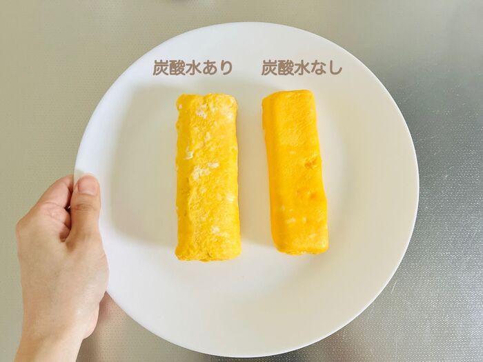 『炭酸水×卵』を試した結果→見た目からもう違う！？想像以上に“ふわっふわ”な卵焼き裏ワザ。