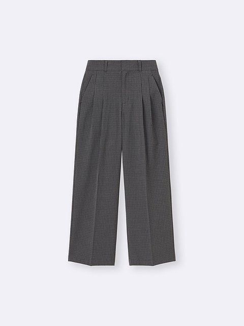 GUのタックワイドチェックパンツ