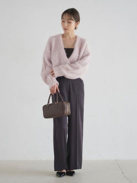 2025秋シャギーニットカーディガン上品きれいめコーデ