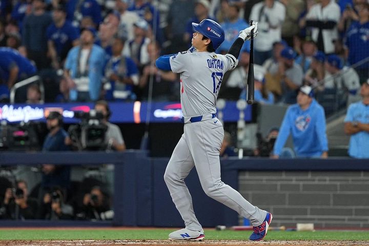 ワールドシリーズ初アーチを放ったドジャース・大谷翔平（C）ロイター