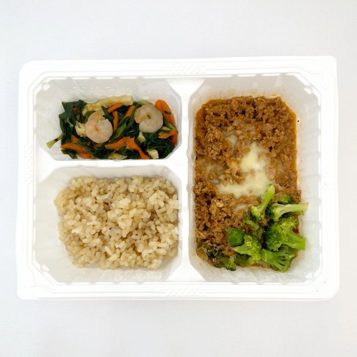 ダイエット、ボディメイク、冷凍弁当、宅配冷凍弁当、チーズとトマトのタコミートセット、マッスルデリ、試食