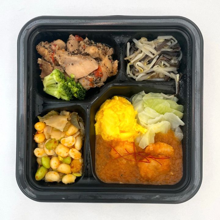 ダイエット弁当、エビのチリソース炒め、試食、冷凍宅配弁当、サポートミール