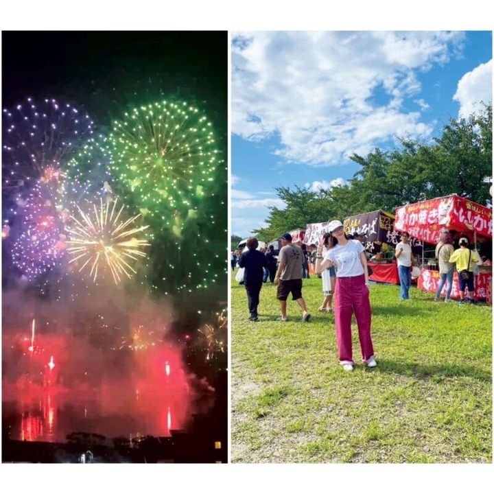 長野県の諏訪湖祭湖上花火大会。「親戚みんなが集まる恒例行事。のんびりとお祭り気分を楽しみました。湖上から打ち上がる大輪の花火は、音響も迫力満点でした!」