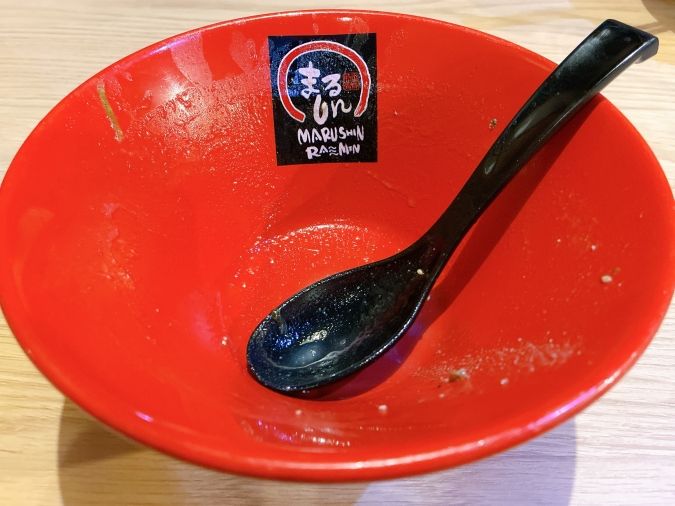 黒豚とんこつラーメン まるしん 行橋本店 完食