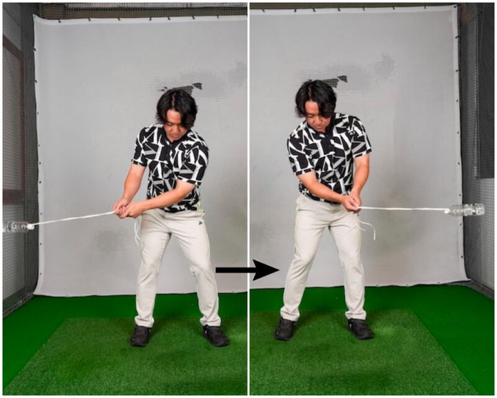 ペットボトルと紐でスイングが安定する⁉1日30分の屋内練習メニューをレッスン