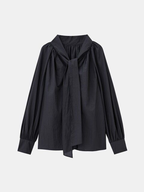 2025plst秋冬女性おすすめナイロンボウタイブラウス