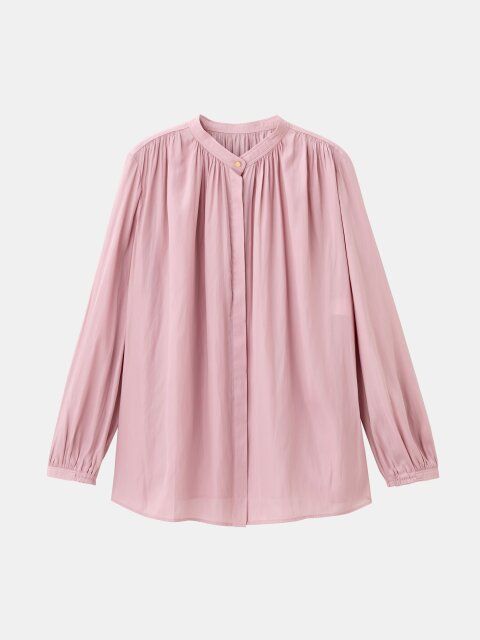 2025plst秋冬女性おすすめヴィンテージサテンメタルボタンブラウス