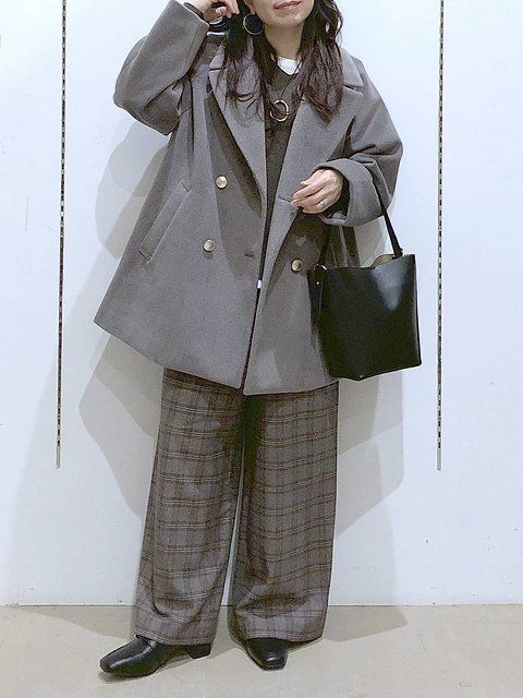 グローバルワークの軽やかストレッチ襟2WAYミドルコート