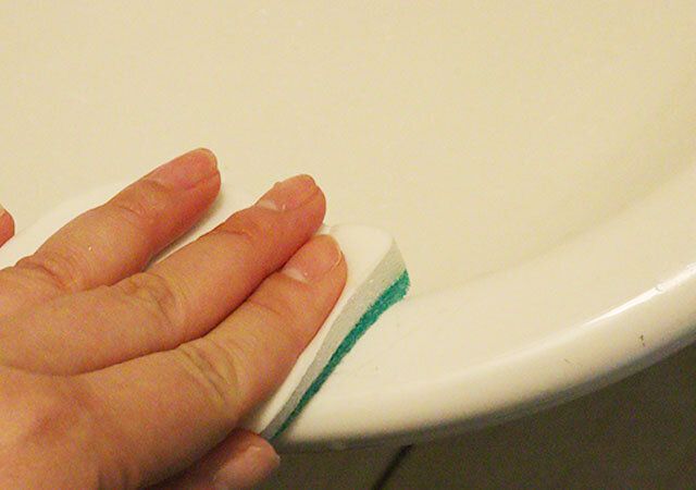 スイスイクリーン 洗面台用スポンジ（ガラスビーズ） 使用後