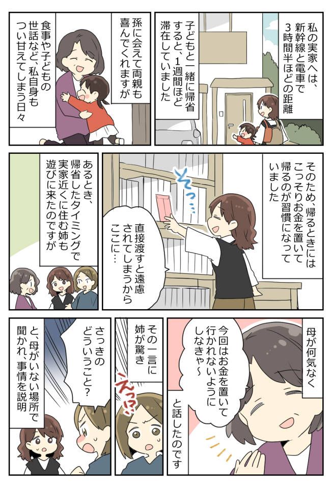 「迷惑なんだけど！」実家へ長期帰省。感謝の気持ちでお金を置いていくと…姉から怒りのクレームが！？