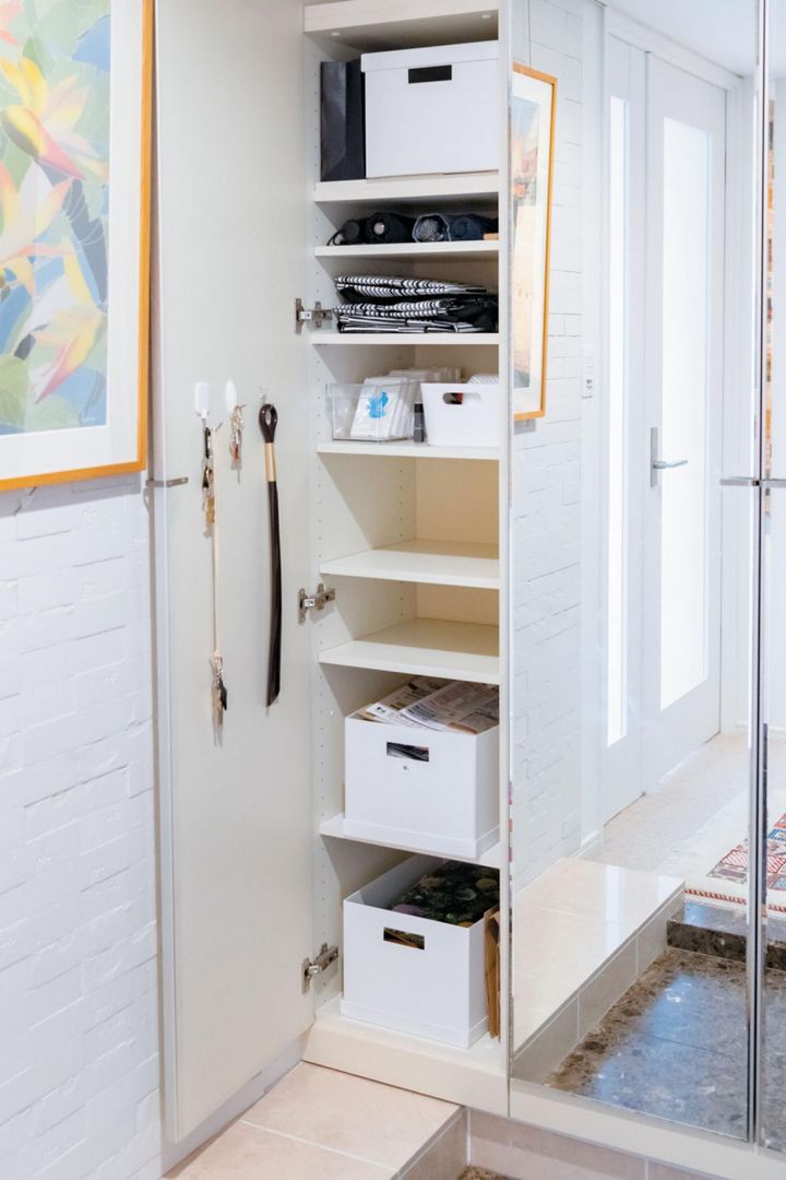 外出時の必需品は玄関に。