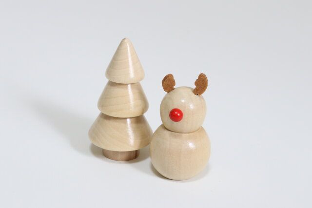 ミニチュアウッドオブジェ（ナチュラル） ツリー トナカイ
