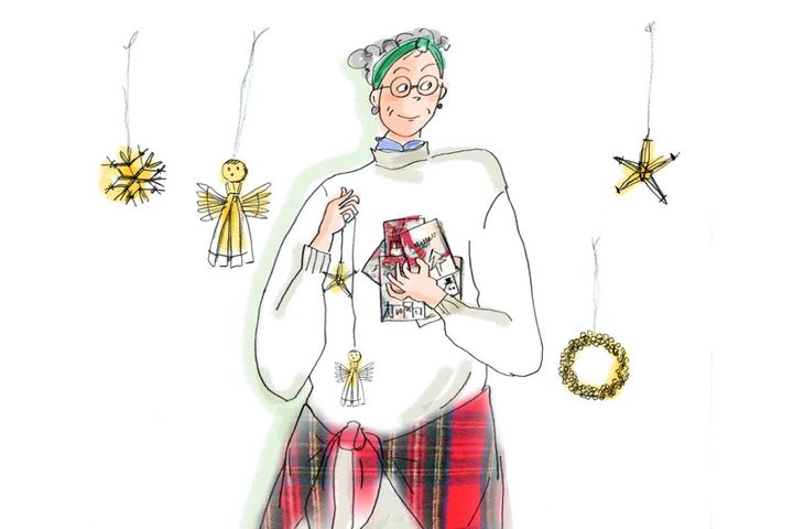 70歳・ひとり暮らしのクリスマス支度【本田葉子さんのおしゃれ】赤白緑の布は腰巻きに！