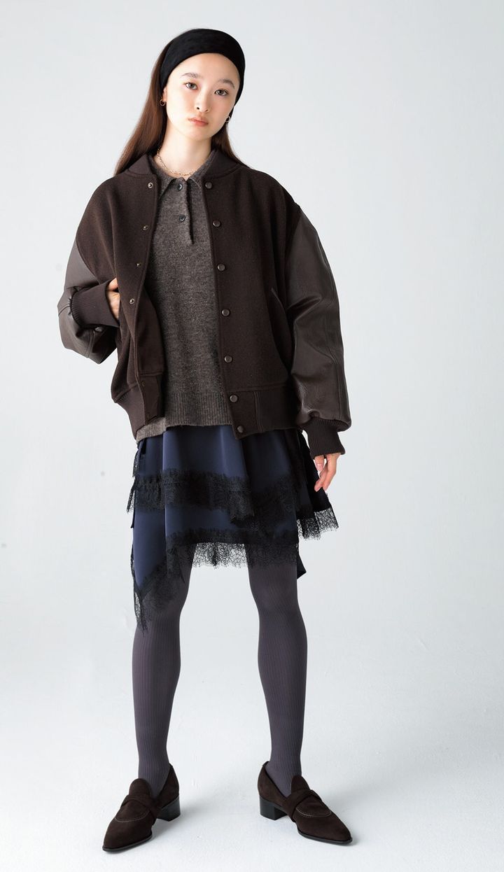 オールチョコレートカラーのスタジャン