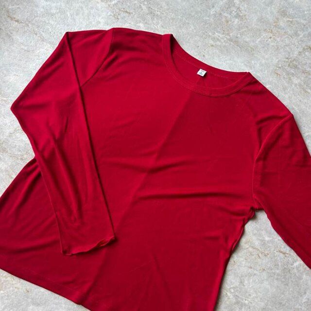 GU ソフトシアークルーネックT（長袖） RED