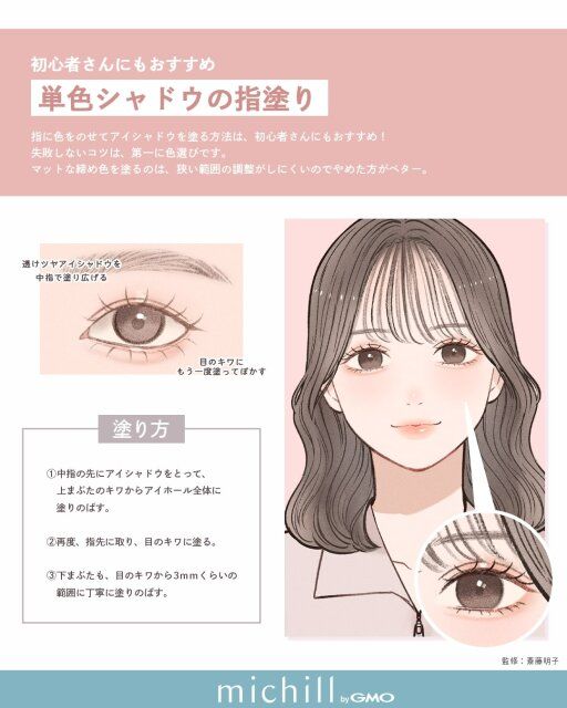初心者さんにもおすすめ♡単色シャドウの指塗り
