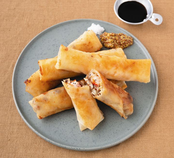 マッシュルームとえびのチーズ春巻き
