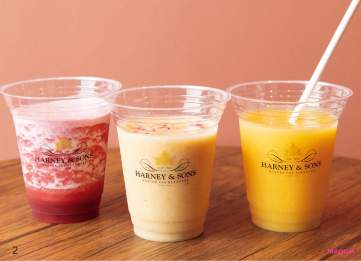 HARNEY & SONS表参道店 ティースムージー 「ミルキー・マンゴー」「シナモン・アップルバナナ」「ラズベリー・パイン」