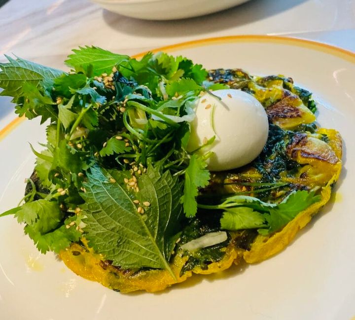 春菊とグリーンキムチパンケーキ