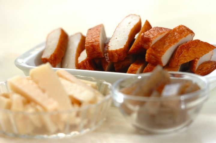 さつま揚げとタケノコのきんぴらの下準備1