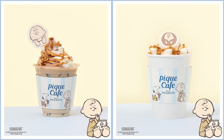 「チャーリー・ブラウン/ボーダーホイップラテ（ICED）」「チャーリー・ブラウン/もこもこマシュマロラテ（ICED・HOT）」