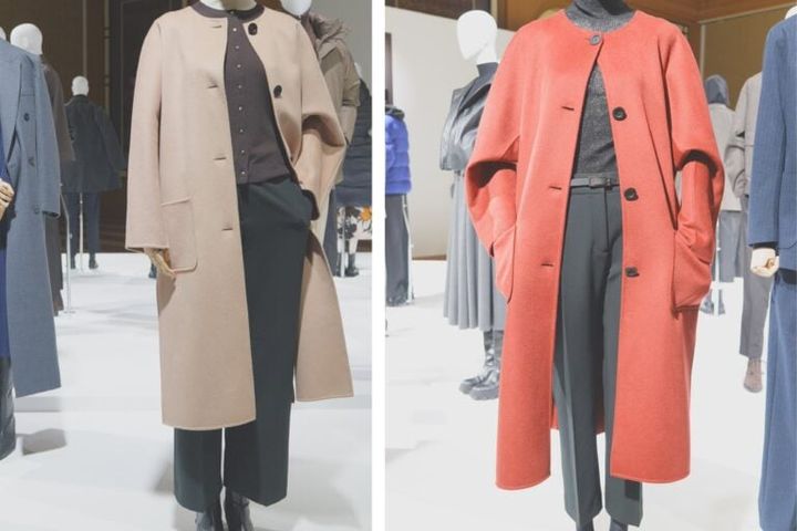 PLST_ウールブレンドリバーカラーレスロングコート