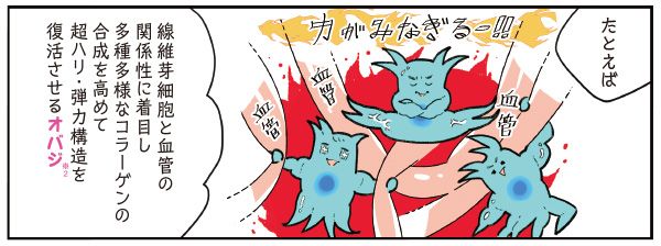 マサミさん「たとえば、線維芽細胞と血管の関係性に着目し、多種多様なコラーゲンの合成を高めて超ハリ・弾力構造を復活させるオバジ（※2）」