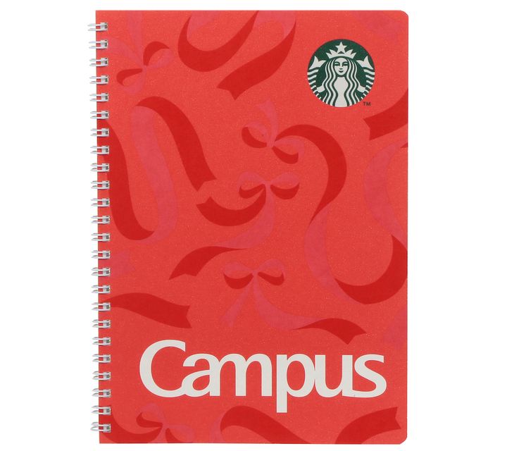 「ホリデー2025スターバックスキャンパス リングノートレッド」（ページ数：100ページ、方眼）650円