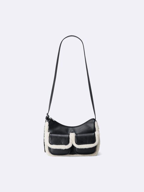 2025秋冬gu高見え黒ダブルフラップポケットバッグ