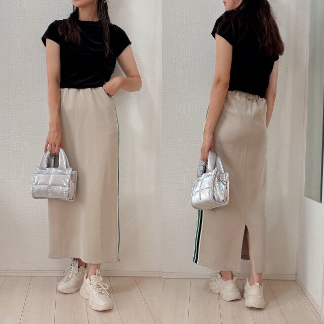 ラインスカートも上品にまとまる