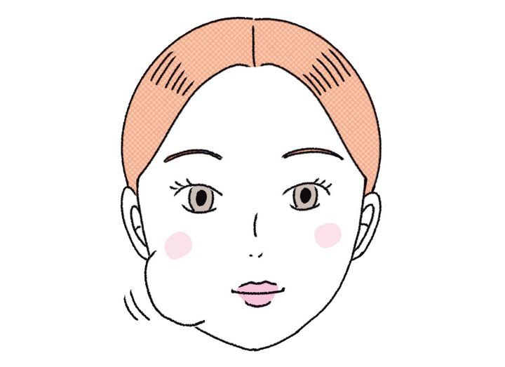 唇を閉じたまま奥歯で噛む