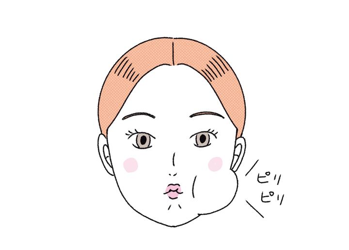 左右の頬を膨らませる