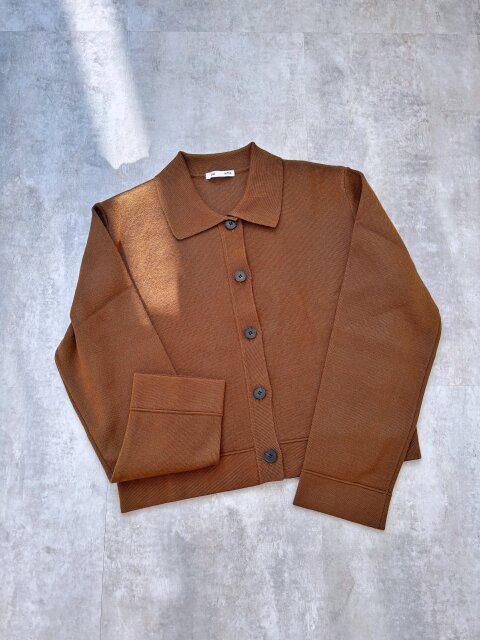 GU ミラノリブポロカーディガン BROWN