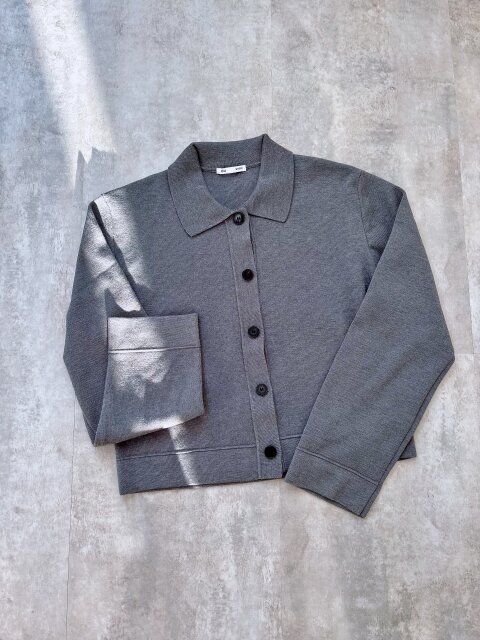 GU ミラノリブポロカーディガン GRAY
