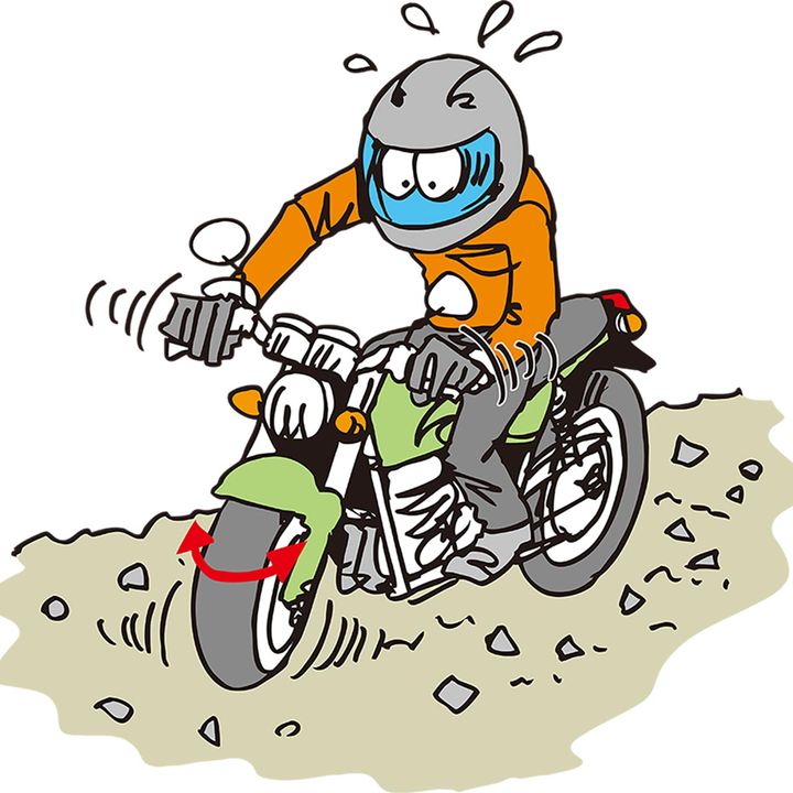 悪路はハンドルが取られてグリップを感じにくい