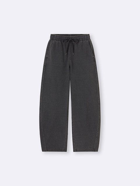 GUのデニムスウェットバレルレッグパンツ