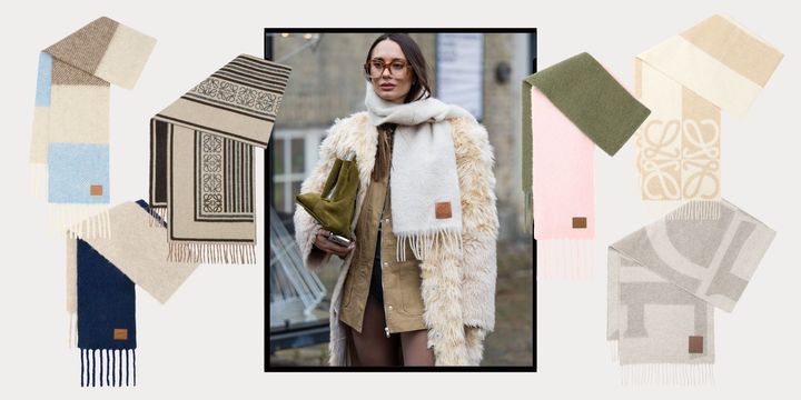 ※美品　ロエベ　マフラー　カーキ ロエベの新作マフラー10選。おしゃれ賢者のマフラーコーデも