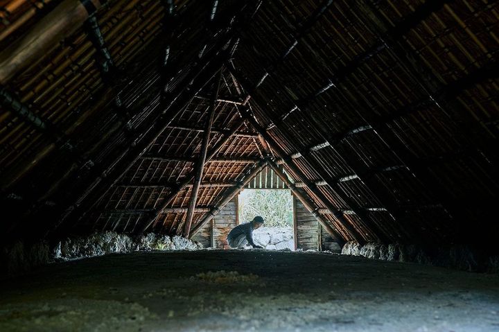 入浴剤の原料となる別府の湯の花は、「湯の花小屋」で職人によって育てられる