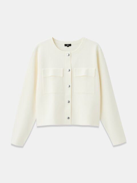 2025冬plst女性おすすめレーヨンブレンドクルーネックカーディガン