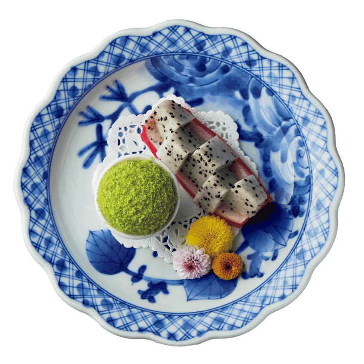 抹茶とココナッツの白玉、ドラゴンフルーツ