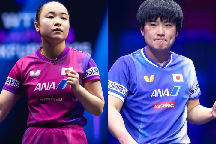 伊藤美誠、張本智和（C）WTT