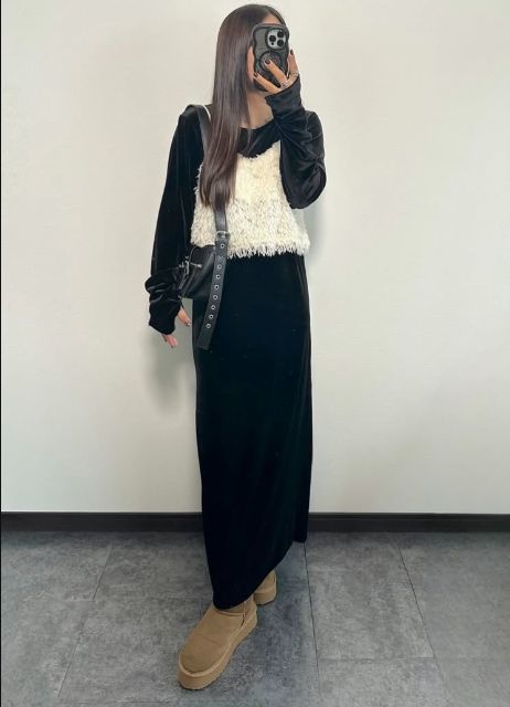 TT＊ANNAベロアOPを着用したコーデ