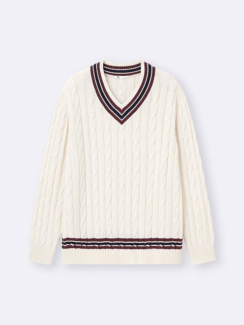 GUのコットンチルデンVネックセーター